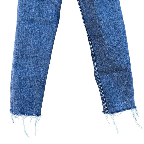 Re/Done Black Distressed Button Fly Crop Cut Off Jeans Size 25 - Picture 9 of 12